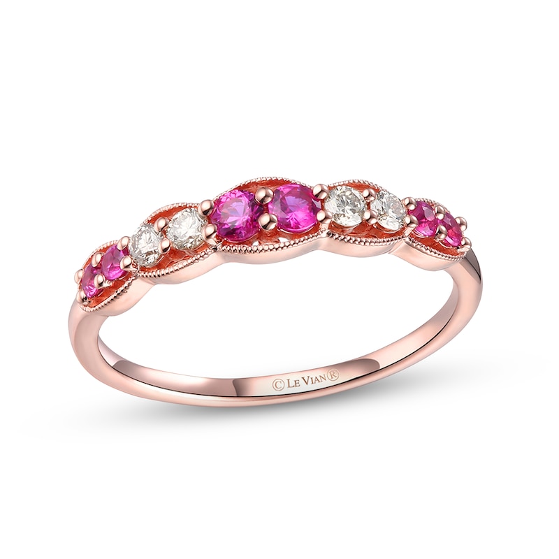 Main Image 1 of Le Vian Ruby & Diamond Stacking Ring 1/6 ct tw 14K Strawberry Gold