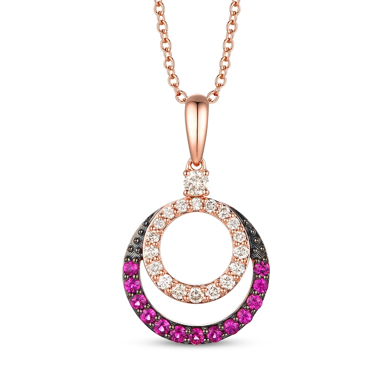 Le Vian Diamond & Ruby Necklace 1/4 ct tw Diamonds 14K Strawberry Gold 18"