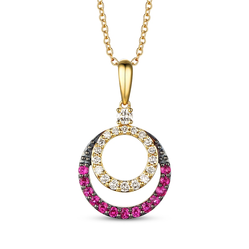 Le Vian Diamond & Ruby Necklace 1/4 ct tw Diamonds 14K Honey Gold 18" with 360