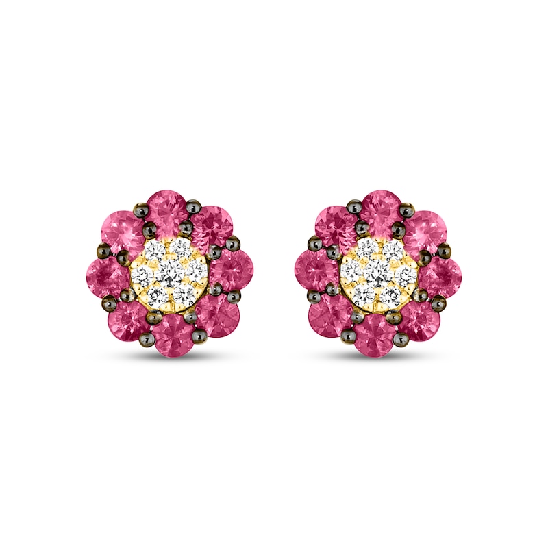 Le Vian Diamond & Ruby Stud Earrings 1/10 ct tw Diamonds 14K Honey Gold