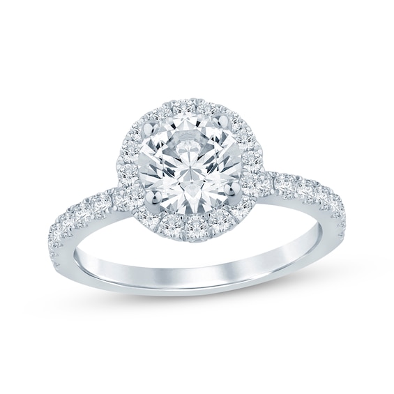 Diamond Halo Engagement Ring 1-3/4 ct tw 14K White Gold