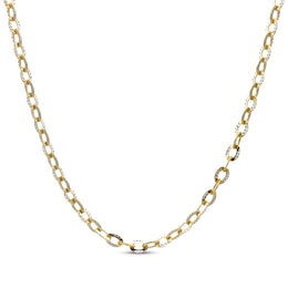 Diamond-Cut Cable Chain Necklace Solid 14K Yellow Gold 18"
