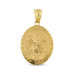 Men's St. Michael Medallion Charm 14K Yellow Gold
