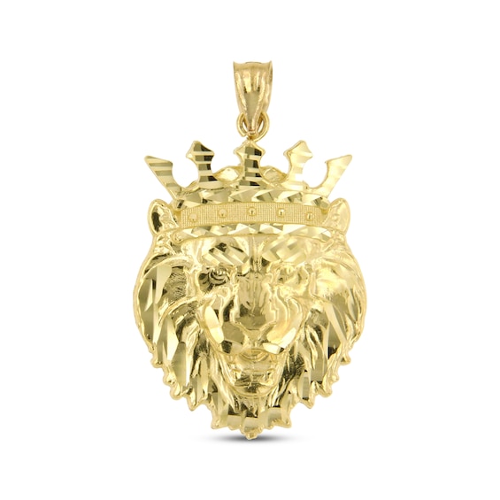 Kay Men's Lion with Crown Diamond-Cut Charm 10K Yellow Gold
