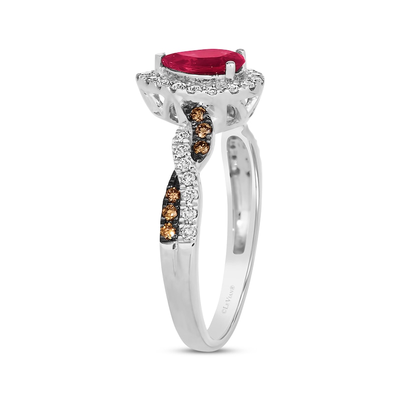 Main Image 2 of Le Vian Chocolate Twist Pear-Shaped Ruby Ring 1/3 ct tw Diamonds 14K Vanilla Gold