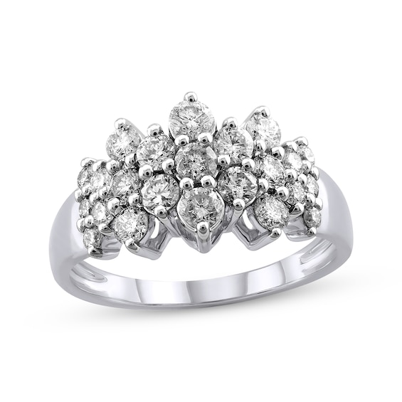 Diamond Cluster Ring 1 ct tw 10K White Gold