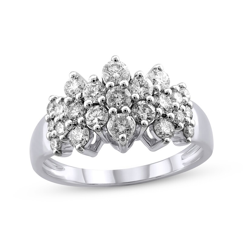 Main Image 1 of Diamond Cluster Ring 1 ct tw 10K White Gold