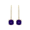 Thumbnail Image 2 of Cushion-Cut Amethyst & Diamond Drop Earrings 1/10 ct tw 10K Yellow Gold
