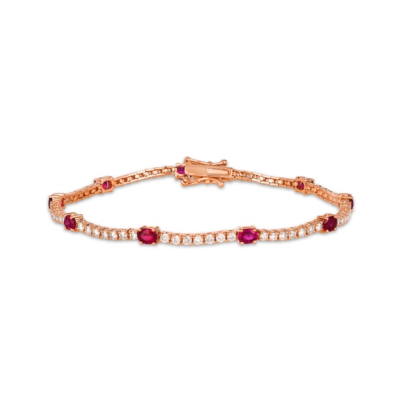 Le Vian Ruby Bracelet 1-5/8 ct tw Diamonds 14K Strawberry Gold 7.15"