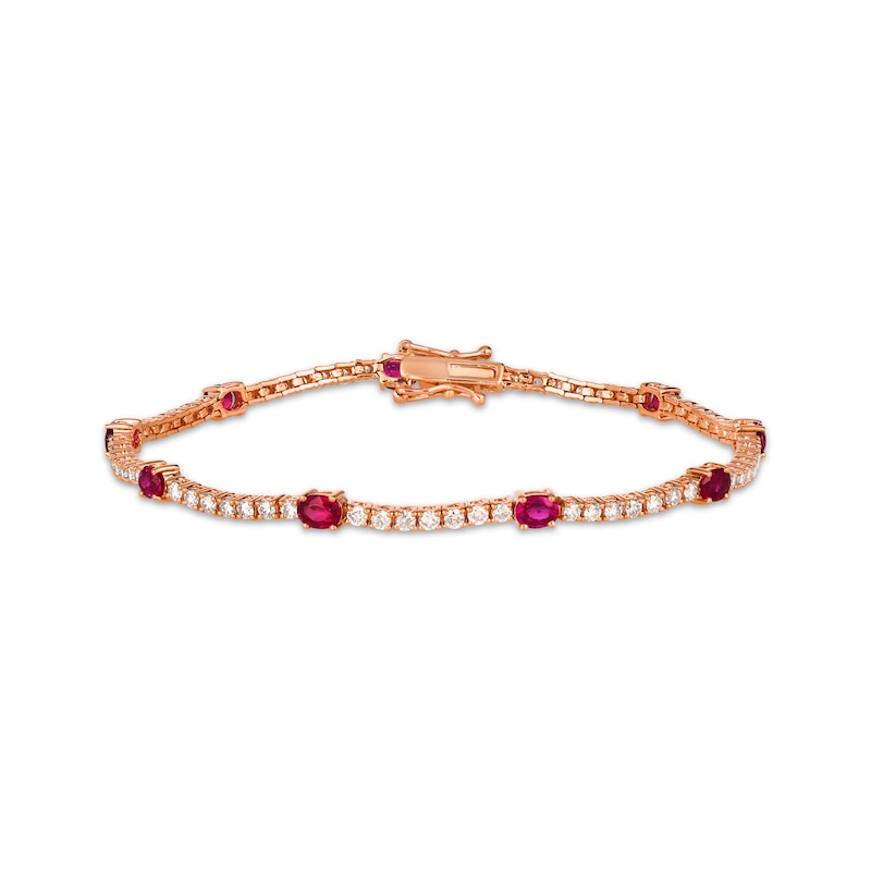 Le Vian Ruby Bracelet 1-5/8 ct tw Diamonds 14K Strawberry Gold 7.15"