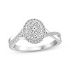 Thumbnail Image 1 of Multi-Diamond Center Oval Halo Engagement Ring 1/2 ct tw 14K White Gold