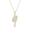 Thumbnail Image 1 of Three-Stone Diamond Swirl Necklace 1/4 ct tw 10K Yellow Gold 18&quot;