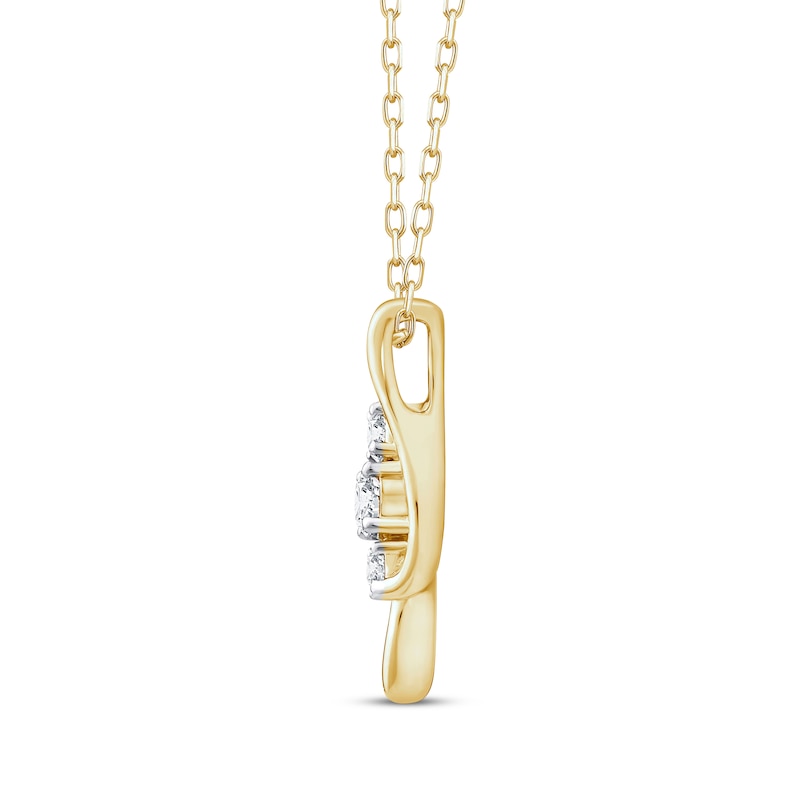 Main Image 2 of Three-Stone Diamond Swirl Necklace 1/4 ct tw 10K Yellow Gold 18&quot;