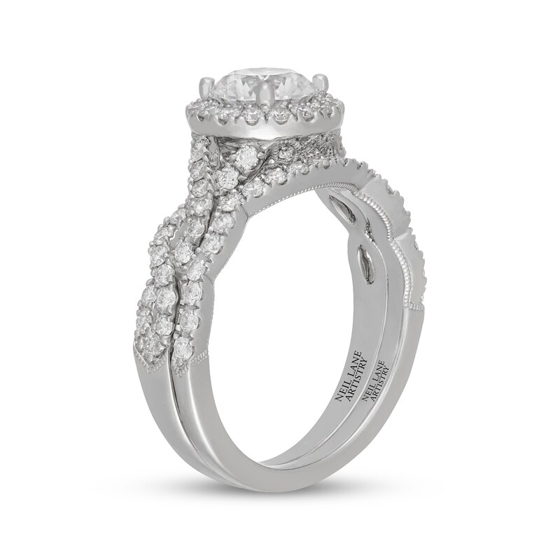 Main Image 2 of Neil Lane Artistry Round-Cut Lab-Grown Diamond Halo Bridal Set 1-7/8 ct tw 14K White Gold