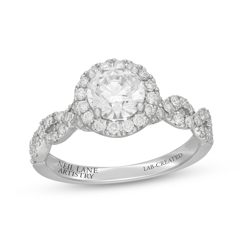 Main Image 1 of Neil Lane Artistry Round-Cut Lab-Grown Diamond Halo Engagement Ring 1-5/8 ct tw 14K White Gold