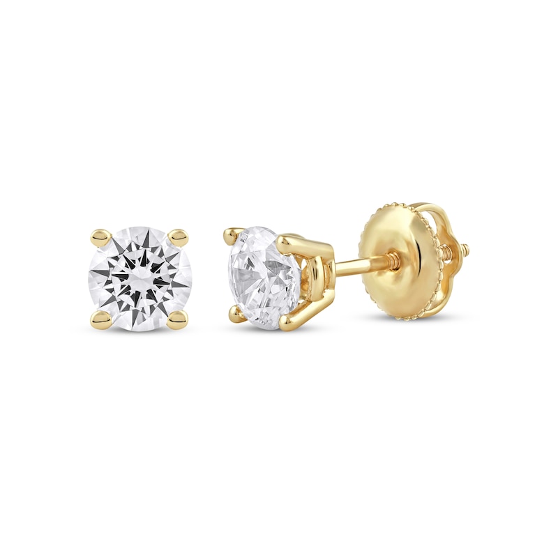 Main Image 1 of KAY Lab-Grown Diamonds Round-Cut Solitaire Stud Earrings 1 ct tw 14K Yellow Gold (F/SI2)