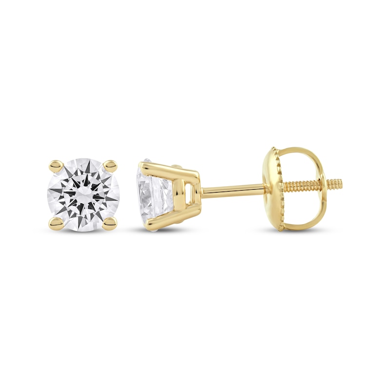 Main Image 3 of KAY Lab-Grown Diamonds Round-Cut Solitaire Stud Earrings 1 ct tw 14K Yellow Gold (F/SI2)