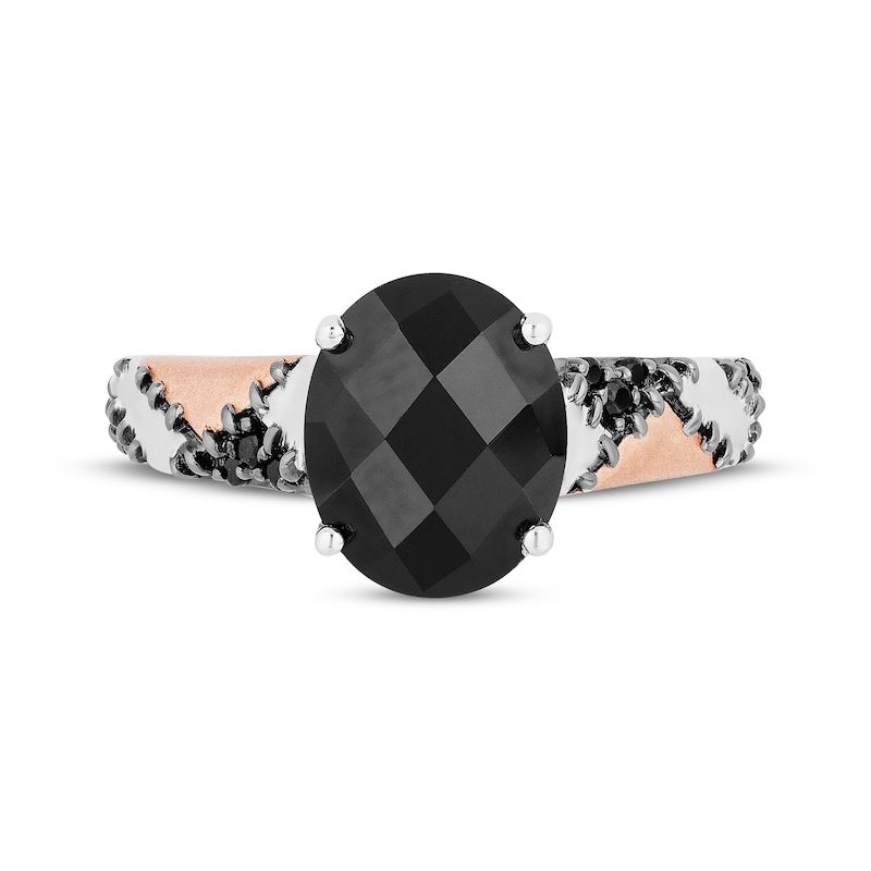 Disney Treasures The Nightmare Before Christmas Onyx Diamond Ring 1/20 ct tw Sterling Silver & 10K Rose Gold