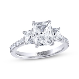 THE LEO Legacy Lab-Grown Diamond Emerald-Cut Three-Stone Engagement Ring 2-7/8 ct tw 14K White Gold