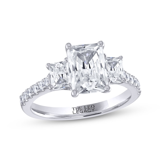 THE LEO Legacy Lab-Created Diamond Emerald-Cut Three-Stone Engagement Ring 2-7/8 ct tw 14K White Gold