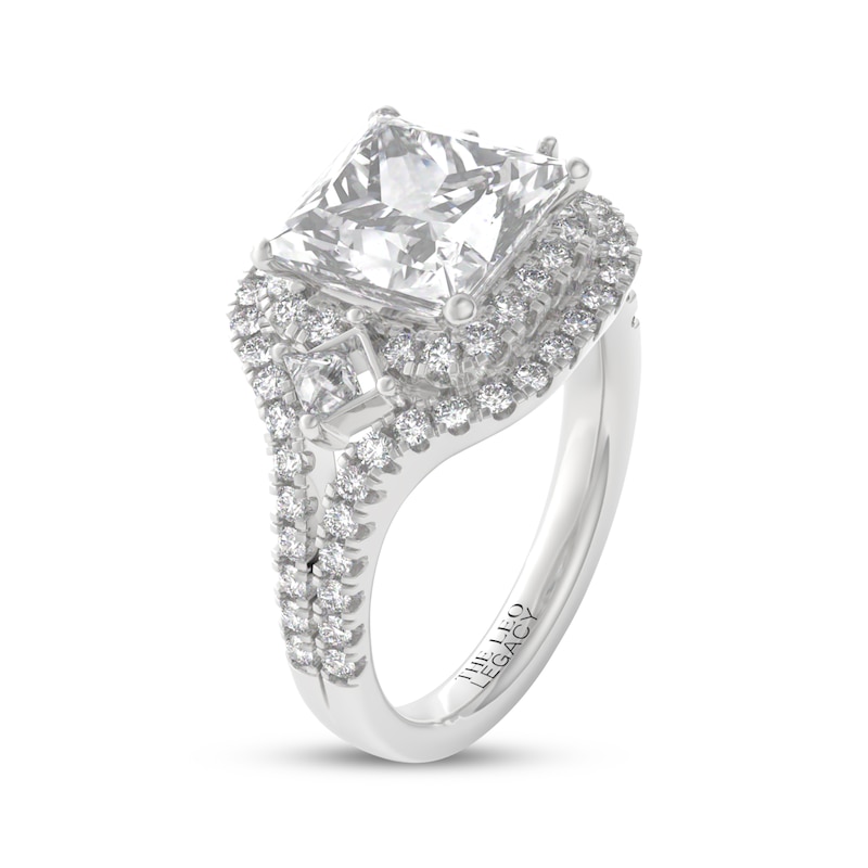 Main Image 5 of THE LEO Legacy Lab-Grown Diamond Princess-Cut Halo Engagement Ring 4 ct tw 14K White Gold