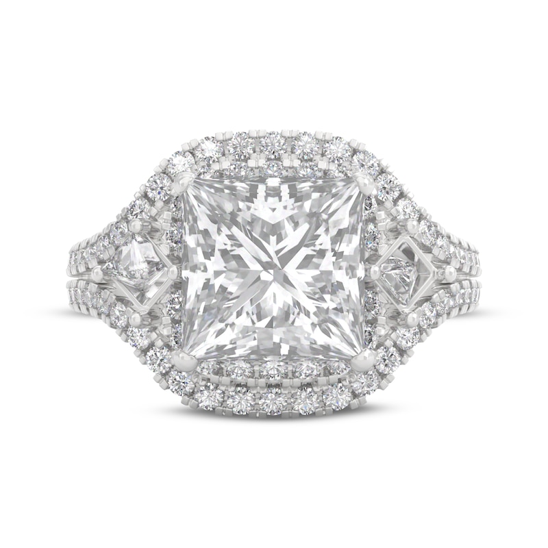 Main Image 6 of THE LEO Legacy Lab-Grown Diamond Princess-Cut Halo Engagement Ring 4 ct tw 14K White Gold