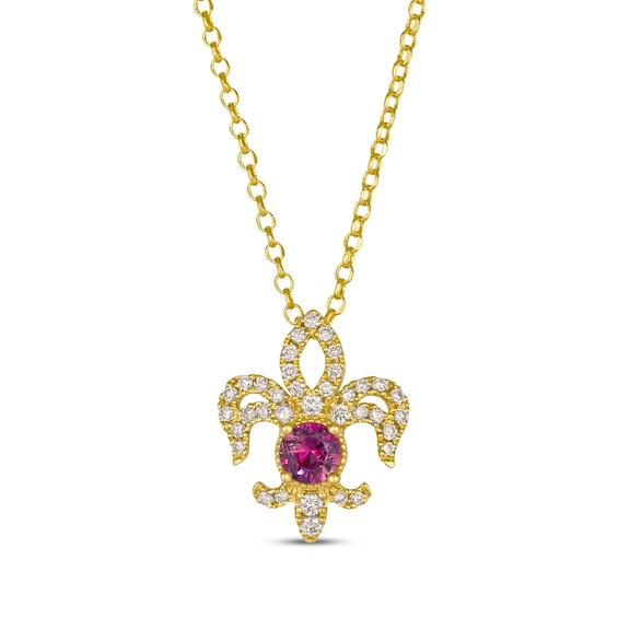 Le Vian Ruby Royalty Fleur-de-Lis Necklace 1/3 ct tw Diamonds 14K Honey Gold 19"
