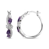 Thumbnail Image 3 of Multi-Shape Amethyst & White Lab-Created Sapphire Swirl Hoop Earrings Sterling Silver