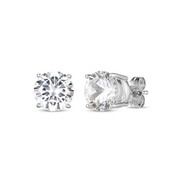 White Lab-Created Sapphire Solitaire Stud Earrings 8mm Sterling Silver
