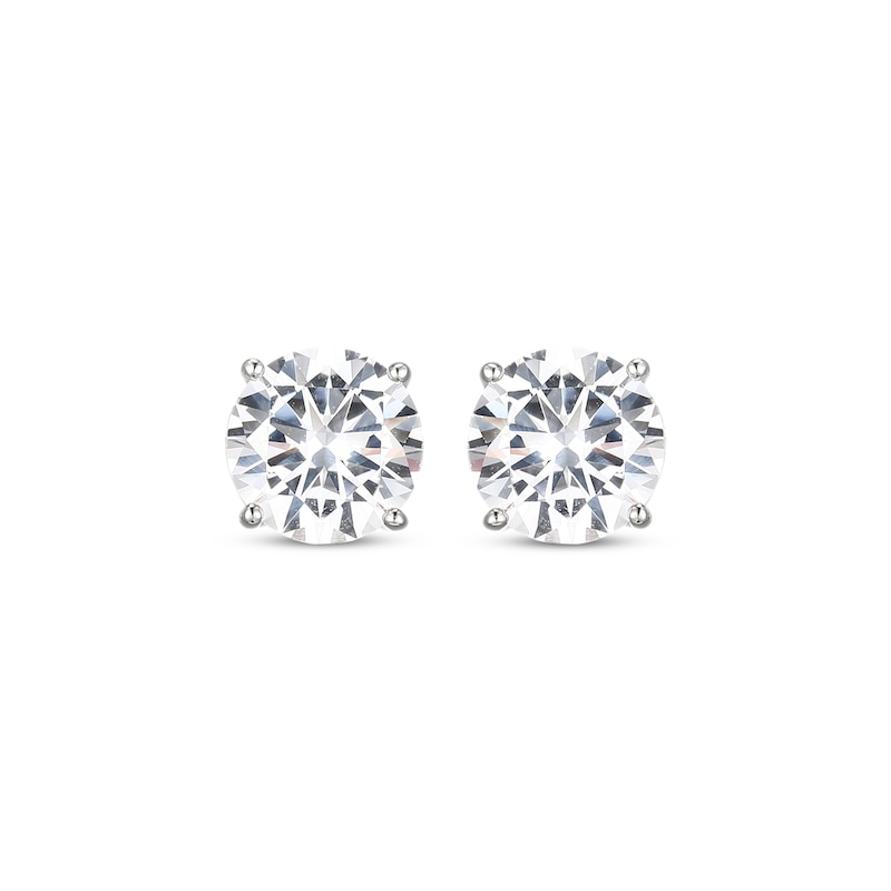 White Lab-Created Sapphire Solitaire Stud Earrings 8mm Sterling Silver ...