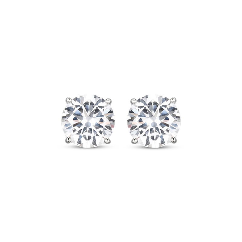 Main Image 2 of White Lab-Created Sapphire Solitaire Stud Earrings 8mm Sterling Silver