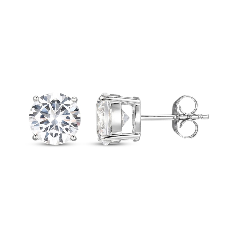 Main Image 3 of White Lab-Created Sapphire Solitaire Stud Earrings 8mm Sterling Silver