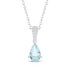 Thumbnail Image 1 of Pear-Shaped Aquamarine & Diamond Necklace 1/20 ct tw 10K White Gold 18&quot;