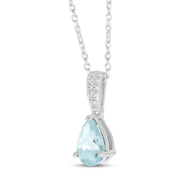 Main Image 2 of Pear-Shaped Aquamarine & Diamond Necklace 1/20 ct tw 10K White Gold 18&quot;