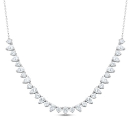 KAY Lab-Grown Diamonds Pear-Shaped & Round-Cut Riviera Necklace 3 ct tw 10K White Gold 17"