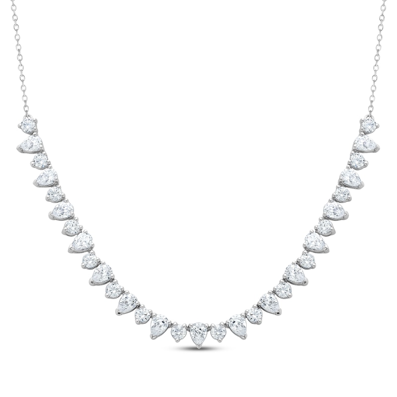 Lab-Created Diamonds by KAY Pear-Shaped & Round-Cut Riviera Necklace 3 ct tw 10K White Gold 17"