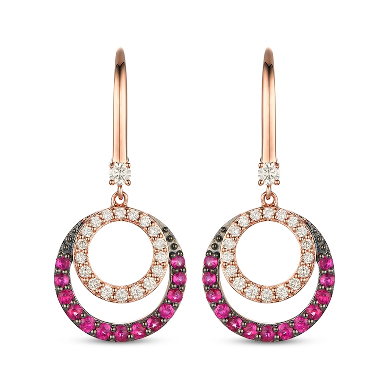 Main Image 2 of Le Vian Diamond & Ruby Dangle Earrings 3/8 ct tw Diamonds 14K Strawberry Gold