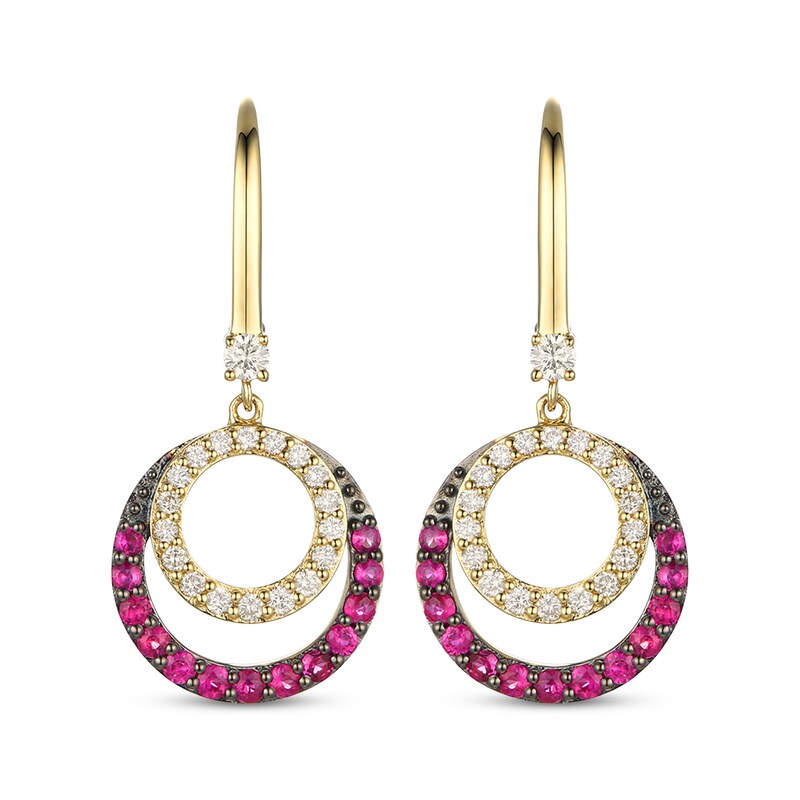 Main Image 2 of Le Vian Diamond & Ruby Dangle Earrings 3/8 ct tw Diamonds 14K Honey Gold