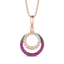 Le Vian Diamond & Ruby Necklace 1/4 ct tw Diamonds 14K Strawberry Gold 18"