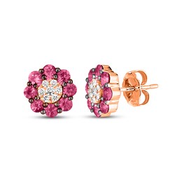 Le Vian Diamond & Ruby Stud Earrings 1/10 ct tw Diamonds 14K Strawberry Gold