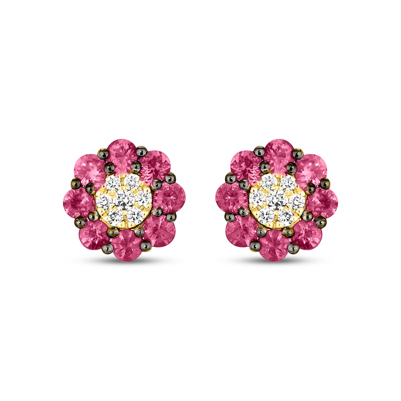 Main Image 2 of Le Vian Diamond & Ruby Stud Earrings 1/10 ct tw Diamonds 14K Honey Gold