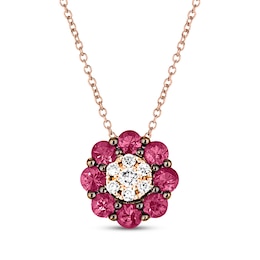 Le Vian Ruby Necklace 1/15 ct tw Diamonds 14K Strawberry Gold 18"