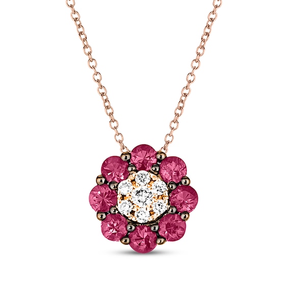 Le Vian Ruby Necklace 1/15 ct tw Diamonds 14K Strawberry Gold 18"
