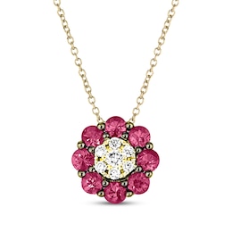 Le Vian Diamond & Ruby Necklace 1/15 ct tw Diamonds 14K Honey Gold