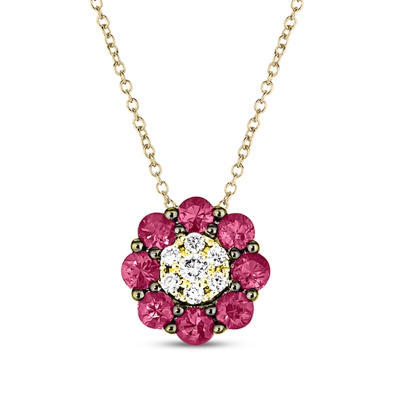 Le Vian Diamond & Ruby Necklace 1/15 ct tw Diamonds 14K Honey Gold