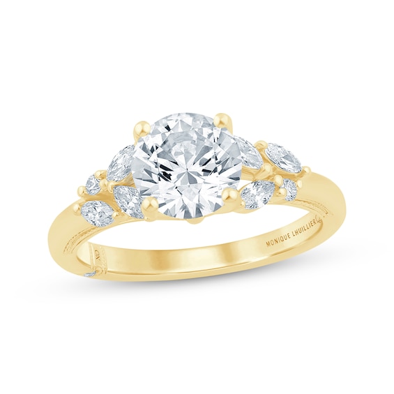 Monique Lhuillier Bliss Round-Cut Lab-Grown Diamond Engagement Ring 1-7/8 ct tw 18K Yellow Gold
