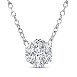 THE LEO Diamond Multi-Stone Flower Necklace 1/4 ct tw 14K White Gold 19"