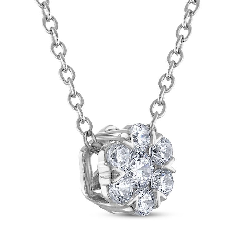 THE LEO Diamond Multi-Stone Flower Necklace 1/4 ct tw 14K White Gold 19"