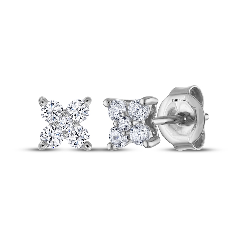 Main Image 1 of THE LEO Diamond Flower Stud Earrings 1/4 ct tw 14K White Gold