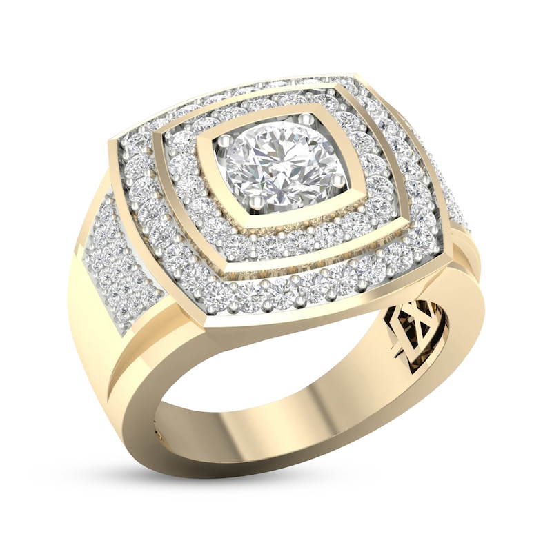 Main Image 2 of Men's KAY Lab-Grown Diamonds Signet Ring 2-1/2 ct tw 10K Yellow Gold